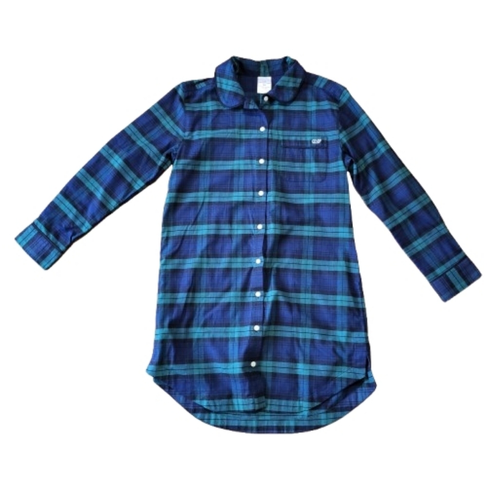Vineyard Vines Blackwatch Flannel Shirt Dress Night Shirt Cotton Women's Size XS